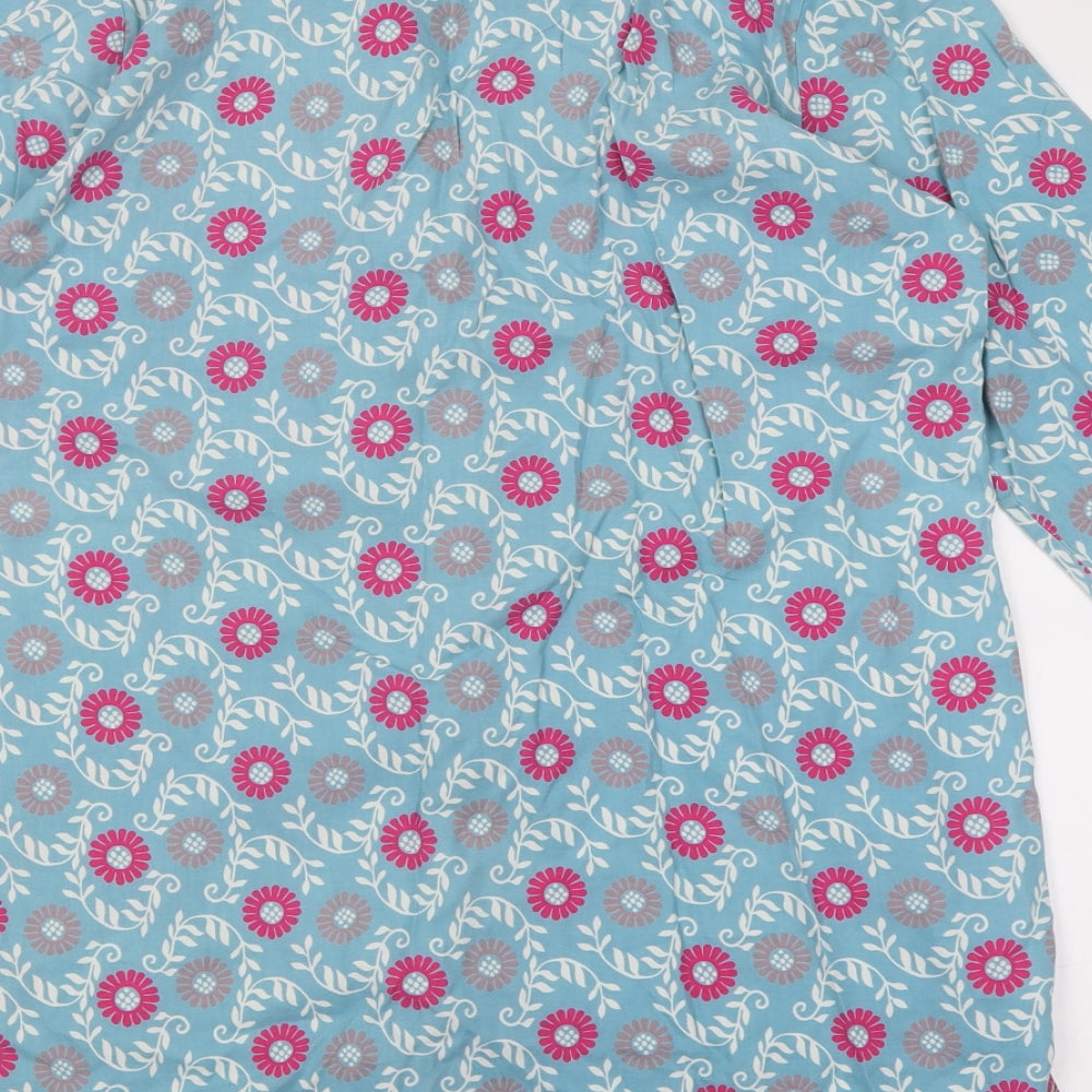 Laura Ashley Womens Blue Floral Cotton Cami Nightshirt Size 12  Button