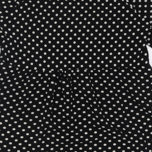 Apricot Womens Black Polka Dot Polyester Tunic Blouse Size S Crew Neck
