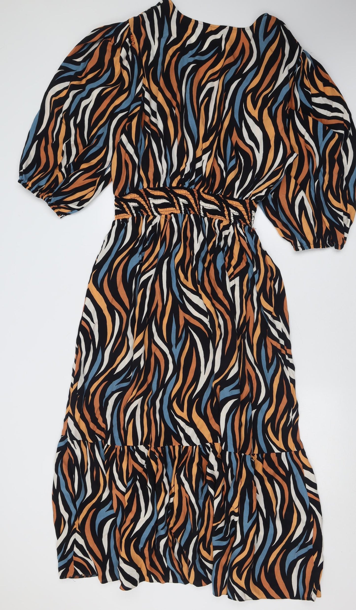 F&F Womens Orange Animal Print Polyester A-Line  Size 22  V-Neck Pullover