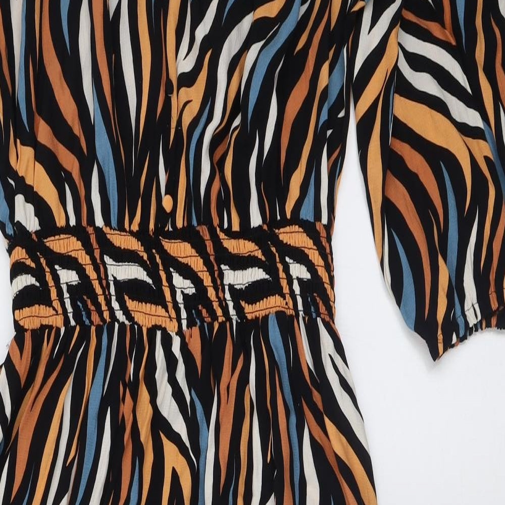 F&F Womens Orange Animal Print Polyester A-Line  Size 22  V-Neck Pullover