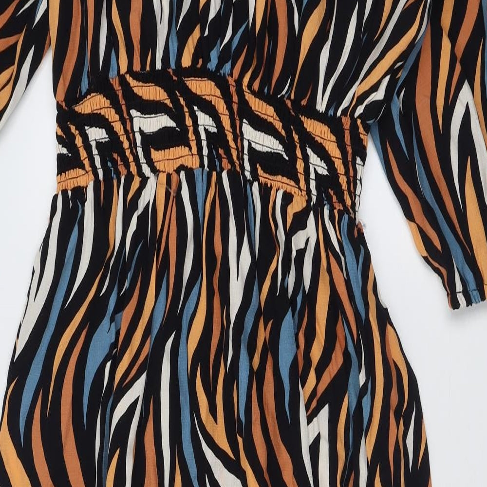 F&F Womens Orange Animal Print Polyester A-Line  Size 22  V-Neck Pullover