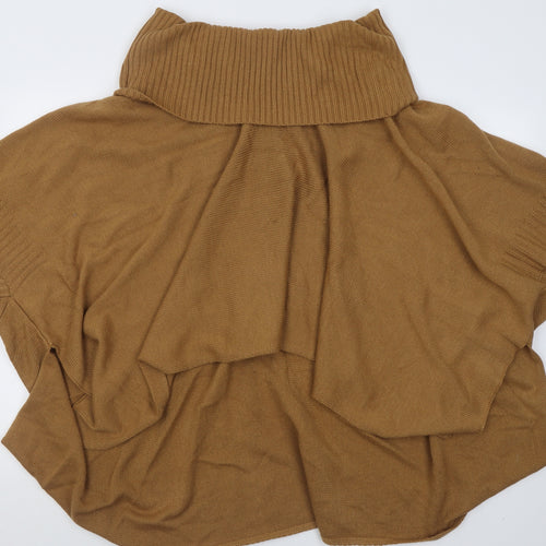 h7m Womens Brown Roll Neck  Acrylic Cape Jumper One Size
