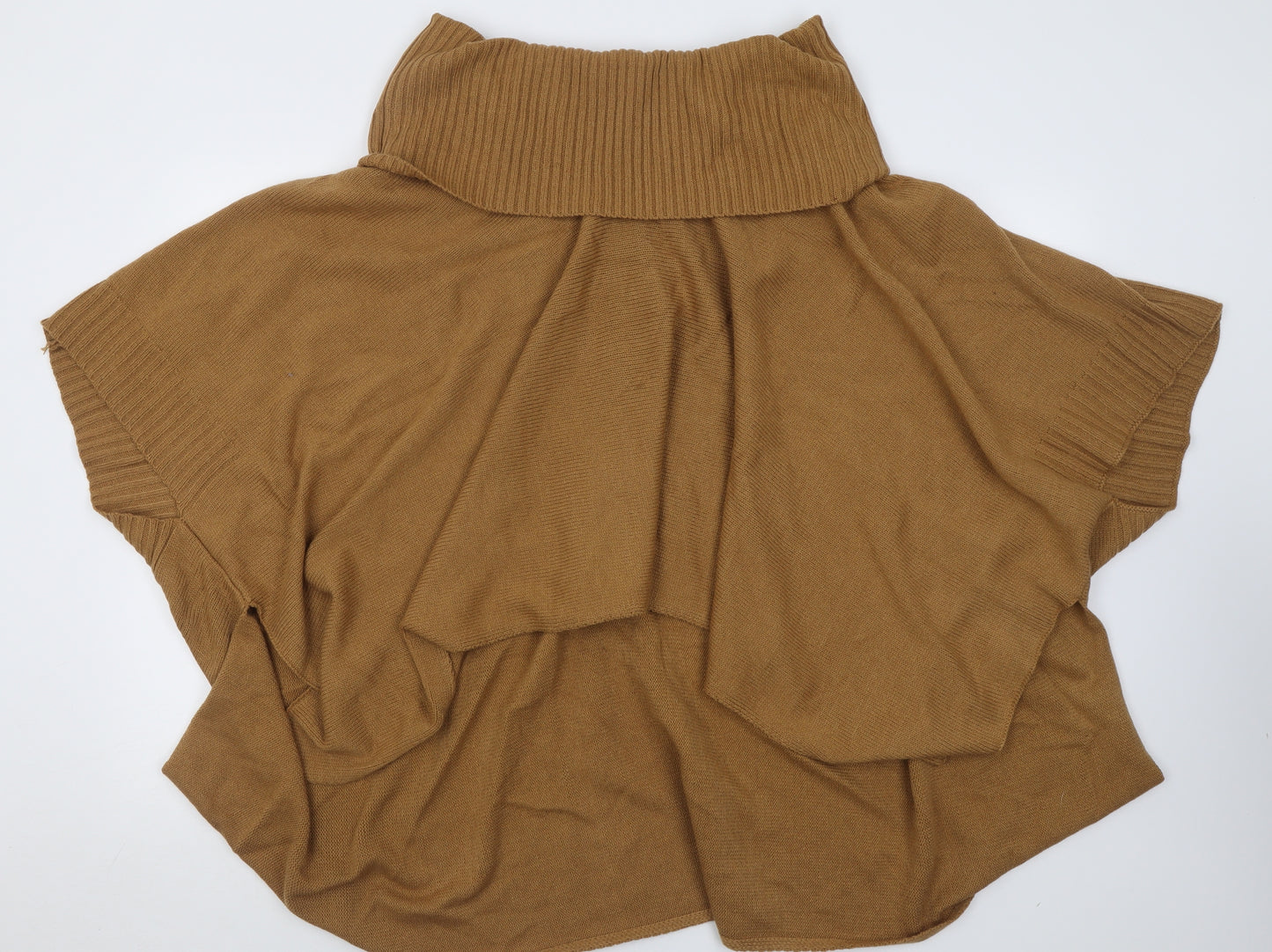h7m Womens Brown Roll Neck  Acrylic Cape Jumper One Size