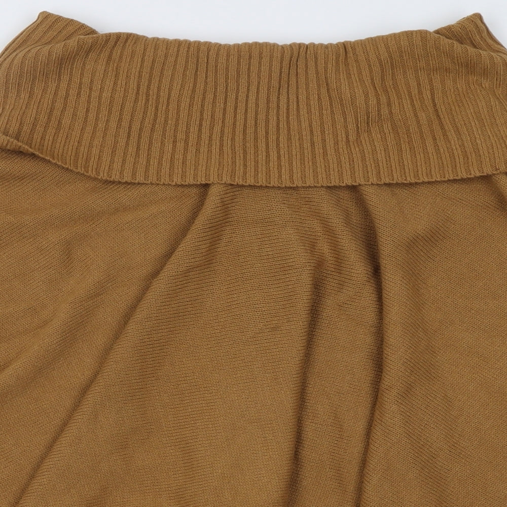 h7m Womens Brown Roll Neck  Acrylic Cape Jumper One Size