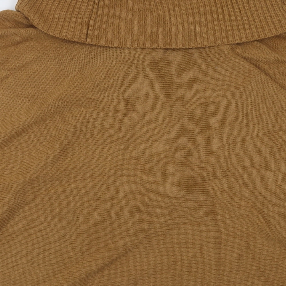 h7m Womens Brown Roll Neck  Acrylic Cape Jumper One Size