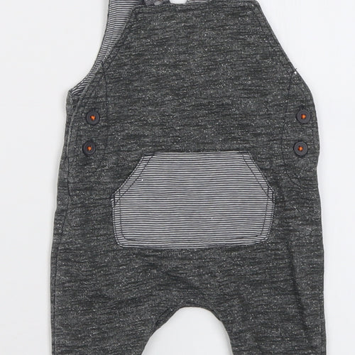 George Boys Grey  Cotton Dungaree One-Piece Size 0-3 Months  Button