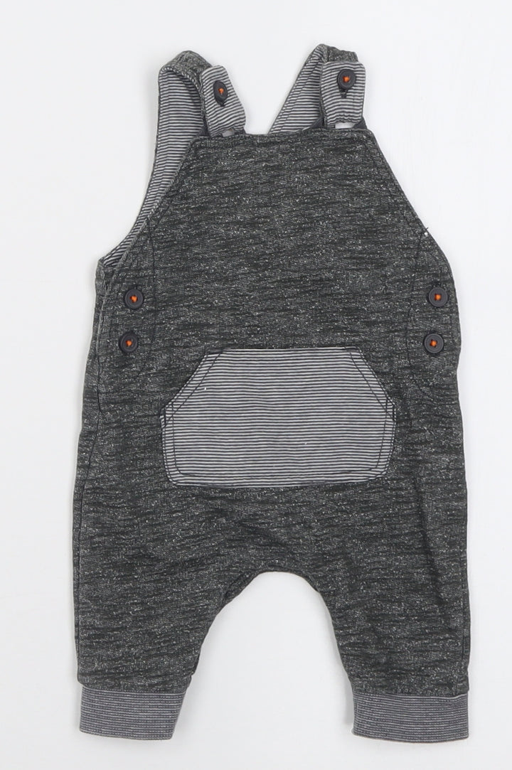 George Boys Grey Cotton Dungaree One-Piece Size 0-3 Months Button