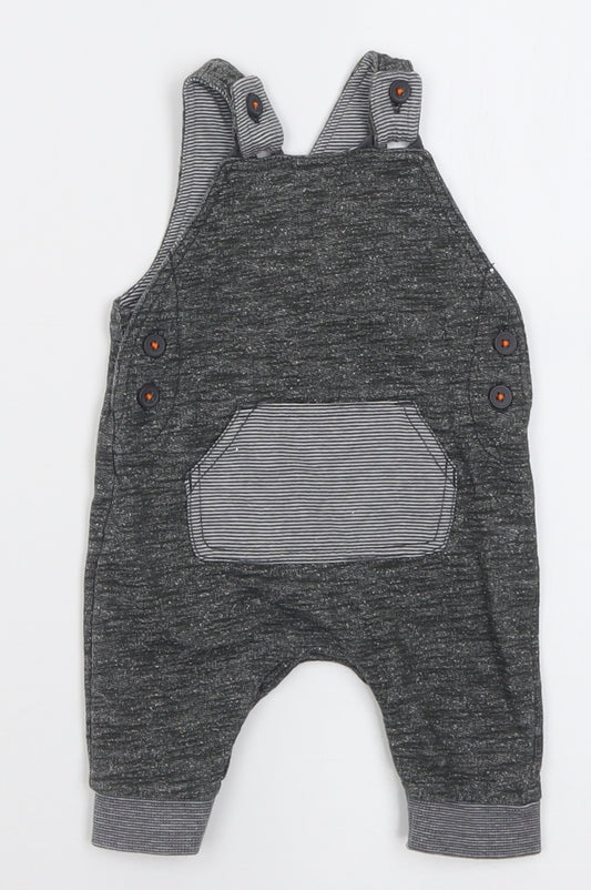 George Boys Grey  Cotton Dungaree One-Piece Size 0-3 Months  Button
