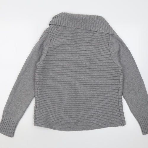 Marks and Spencer Womens Grey V-Neck  Cotton Cardigan Jumper Size 16