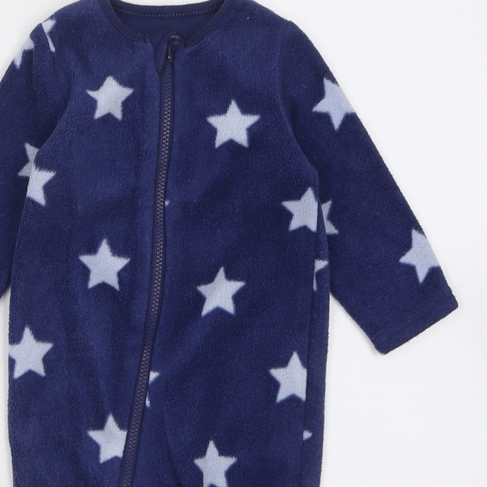 F&F Boys Blue Geometric Polyester Cami One Piece Size 0-3 Months  Zip