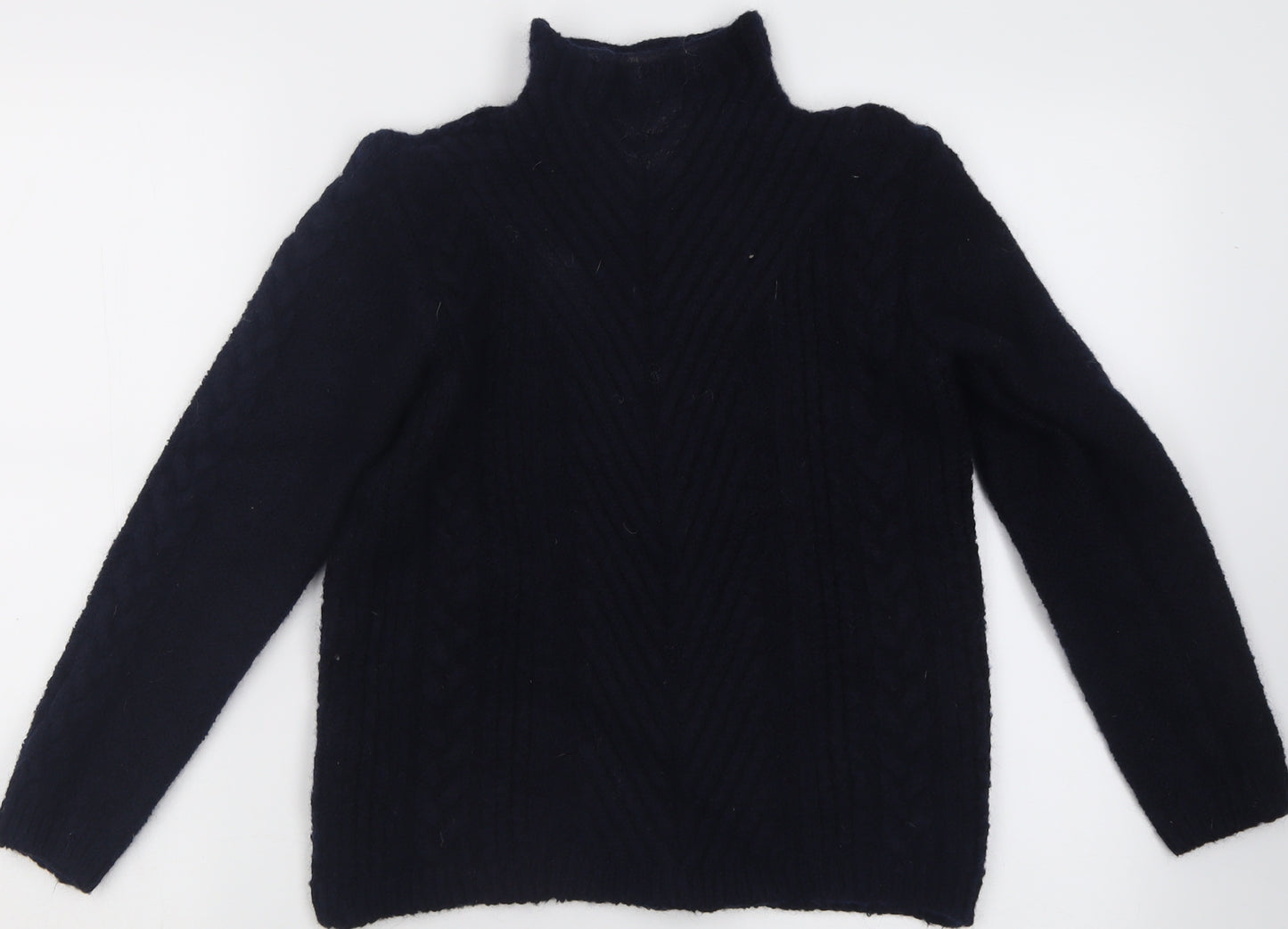 Celtic & Co Womens Blue High Neck  Wool Pullover Jumper Size S
