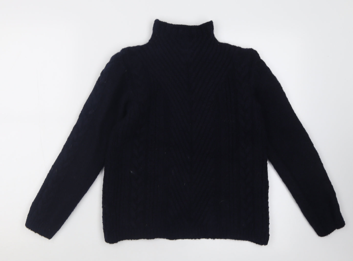 Celtic & Co Womens Blue High Neck  Wool Pullover Jumper Size S