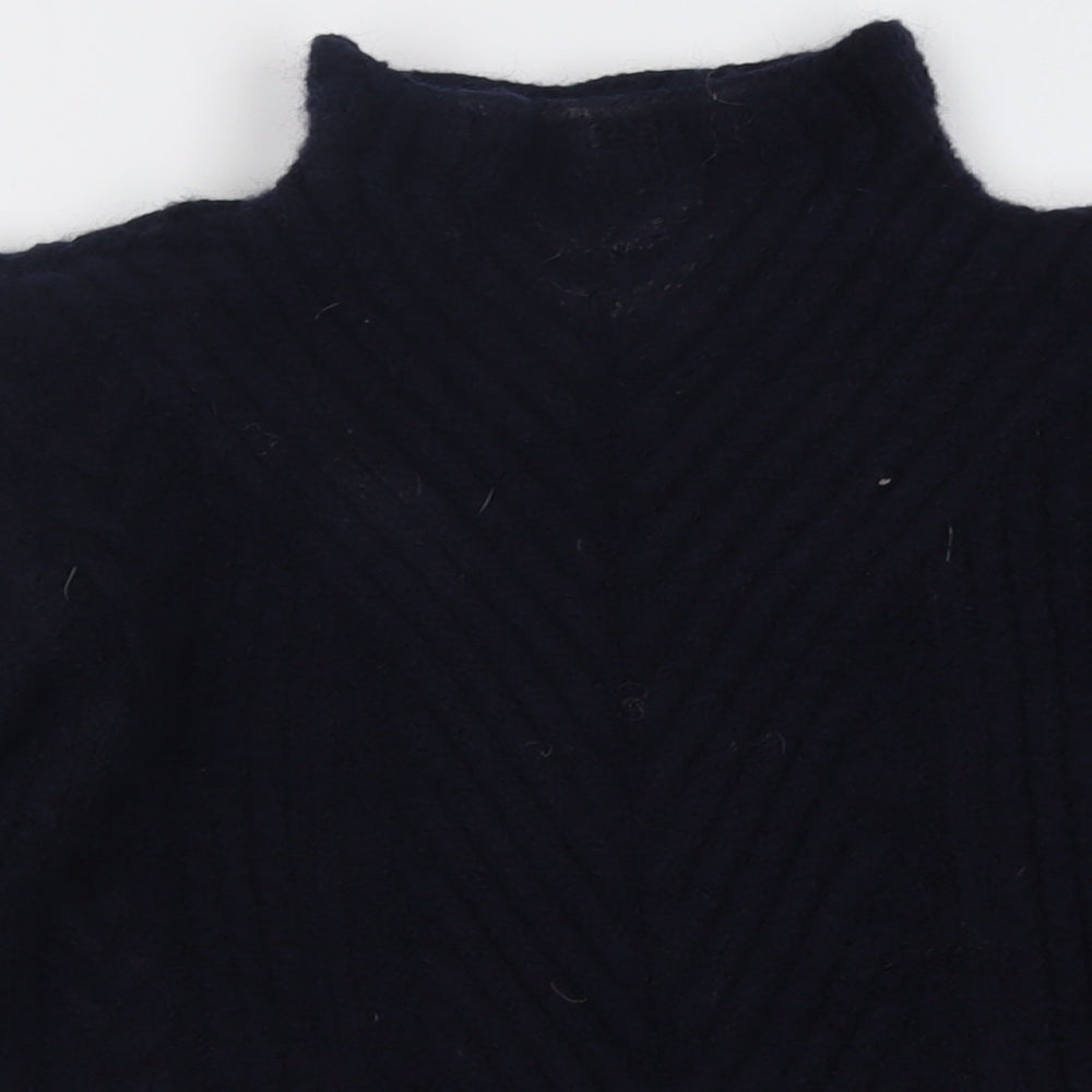 Celtic & Co Womens Blue High Neck  Wool Pullover Jumper Size S
