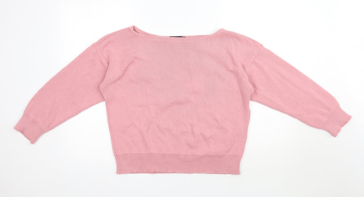 PRETTYLITTLETHING Womens Pink Boat Neck  Acrylic Pullover Jumper Size S