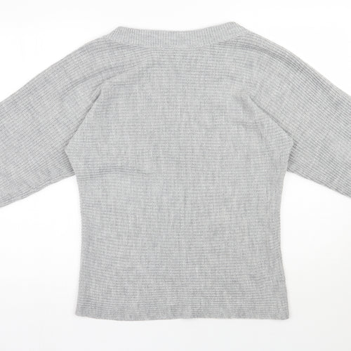 Shein  Womens Grey Boat Neck  Acrylic Pullover Jumper Size M
