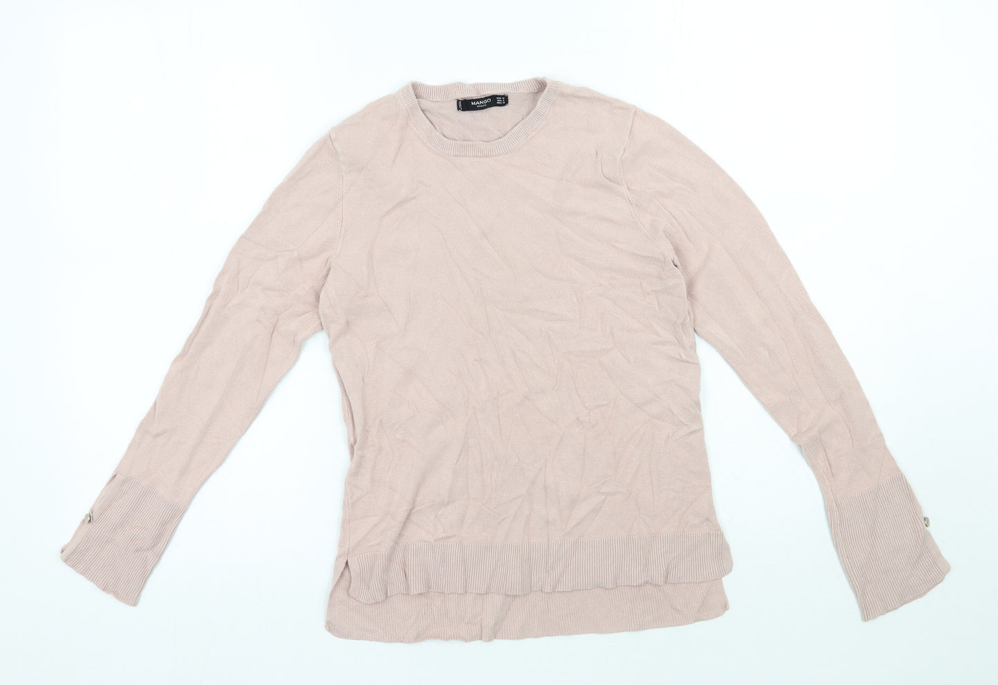 Mango Womens Pink Round Neck  Polyester Pullover Jumper Size 8