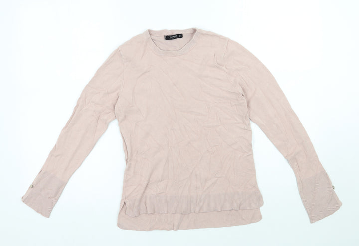 Mango Womens Pink Round Neck  Polyester Pullover Jumper Size 8