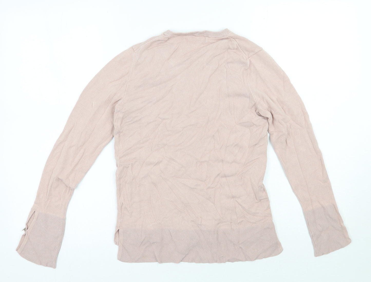Mango Womens Pink Round Neck  Polyester Pullover Jumper Size 8