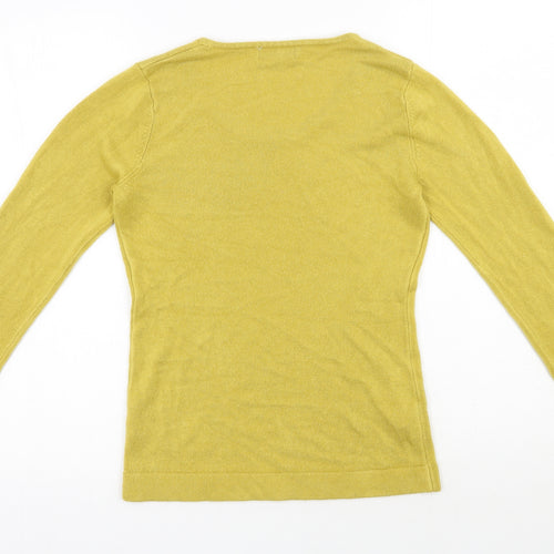 Papaya Womens Yellow Round Neck  Acrylic Pullover Jumper Size 8