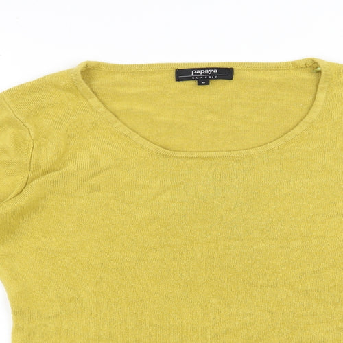 Papaya Womens Yellow Round Neck  Acrylic Pullover Jumper Size 8