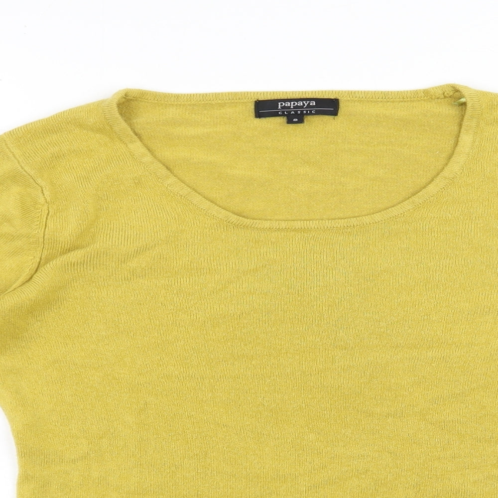 Papaya Womens Yellow Round Neck  Acrylic Pullover Jumper Size 8
