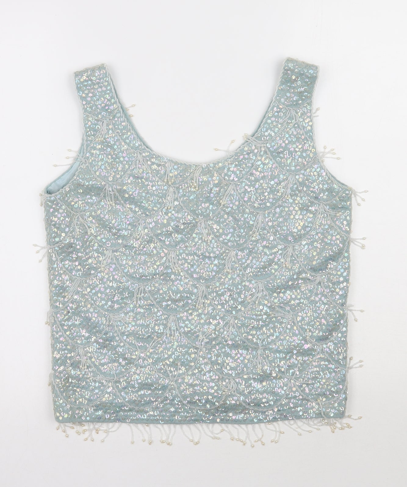 Preworn  Womens Blue  Wool Basic Blouse Size M Scoop Neck