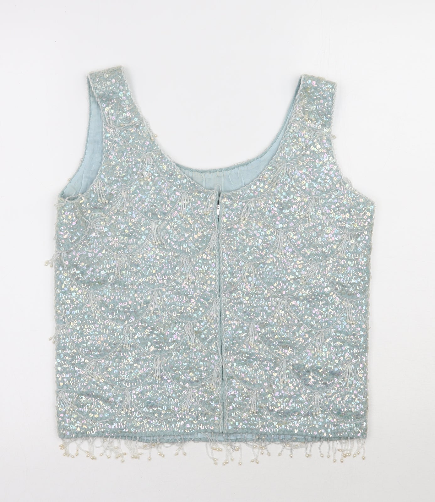 Preworn  Womens Blue  Wool Basic Blouse Size M Scoop Neck