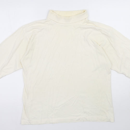 Para Womens Ivory  Cotton Basic T-Shirt Size M Roll Neck