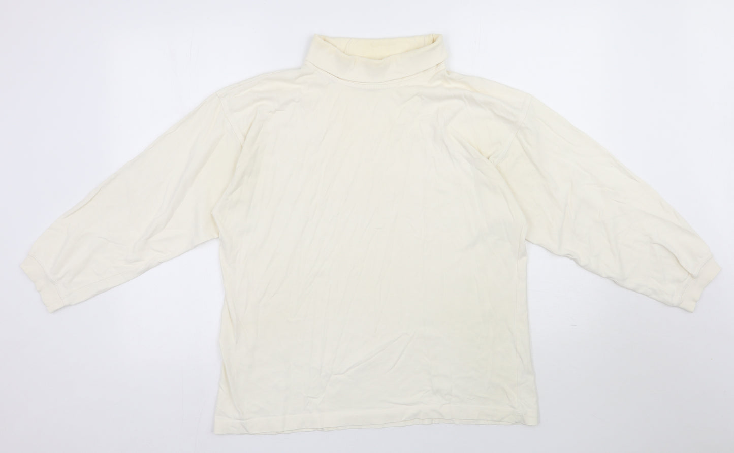 Para Womens Ivory  Cotton Basic T-Shirt Size M Roll Neck