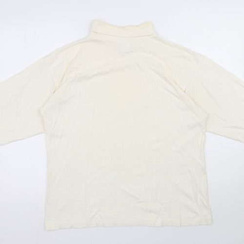 Para Womens Ivory  Cotton Basic T-Shirt Size M Roll Neck