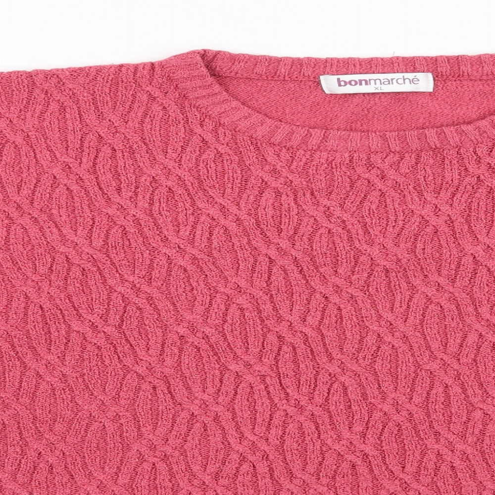 Bonmarché Womens Pink Round Neck  Acrylic Pullover Jumper Size XL