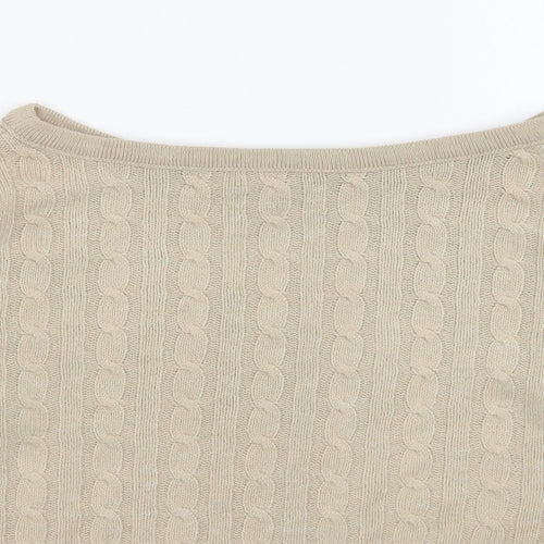 Rebellious  Womens Beige Boat Neck  Polyester Pullover Jumper Size S   - Cropped