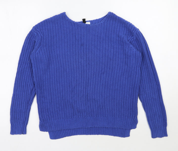 H&M Womens Blue Round Neck Cotton Pullover Jumper Size 6