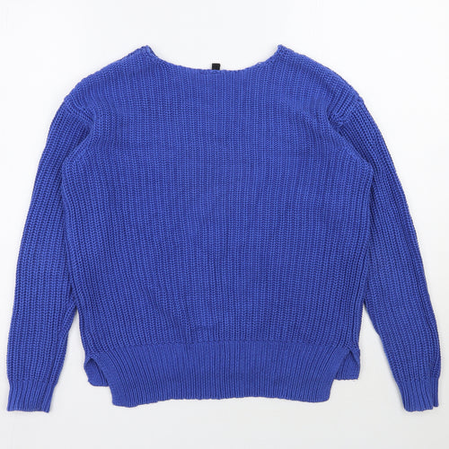 H&M Womens Blue Round Neck  Cotton Pullover Jumper Size 6
