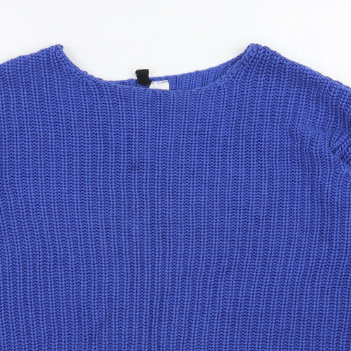 H&M Womens Blue Round Neck  Cotton Pullover Jumper Size 6