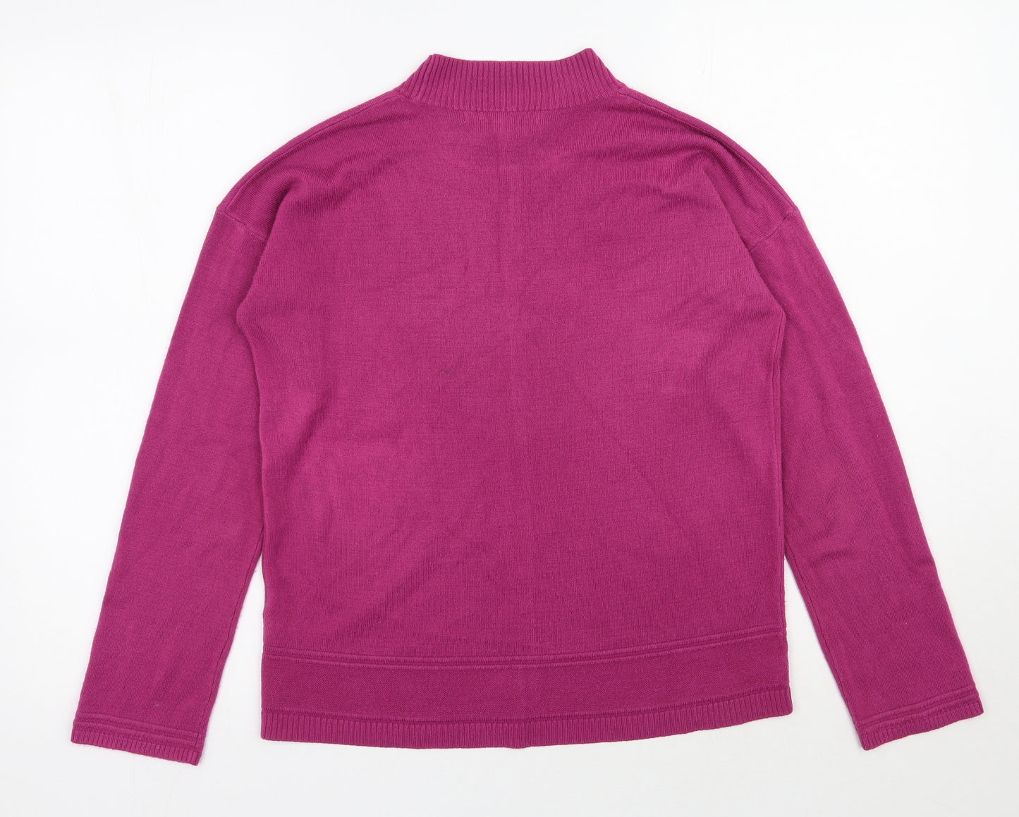 Vida Vi  Womens Pink Mock Neck  Acrylic Pullover Jumper Size M