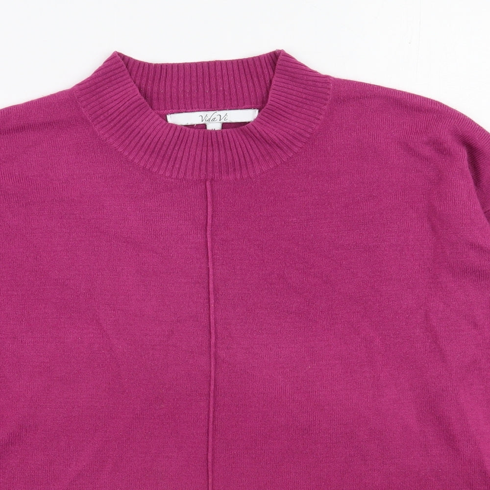 Vida Vi  Womens Pink Mock Neck  Acrylic Pullover Jumper Size M