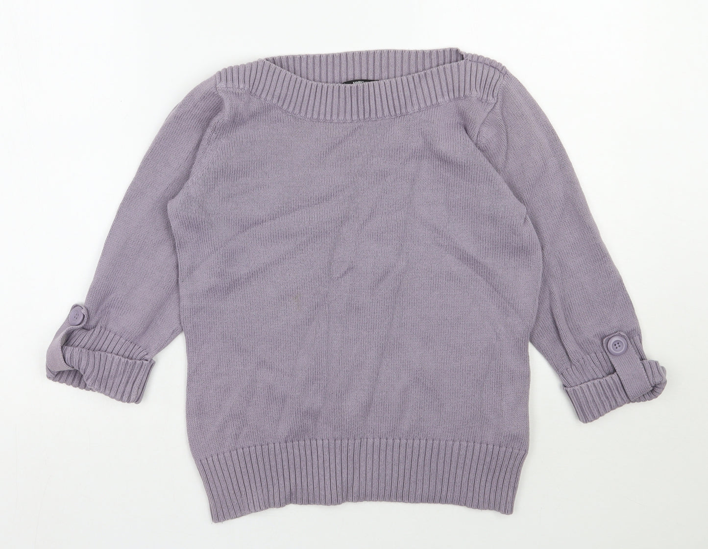 Marks and Spencer Womens Purple Boat Neck  Cotton Pullover Jumper Size 12
