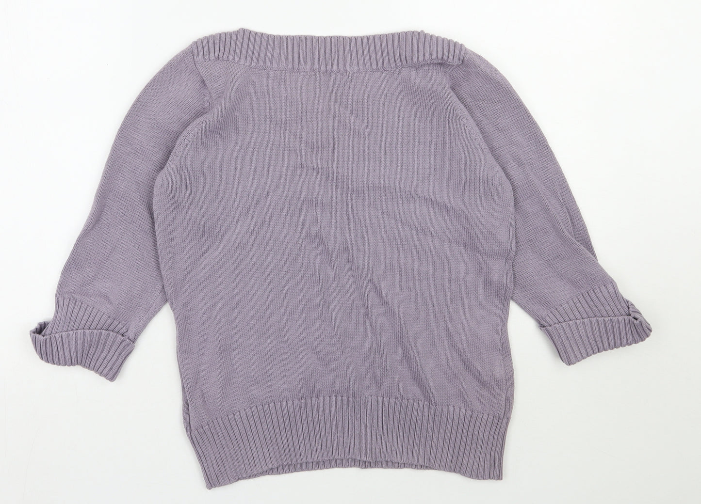 Marks and Spencer Womens Purple Boat Neck  Cotton Pullover Jumper Size 12
