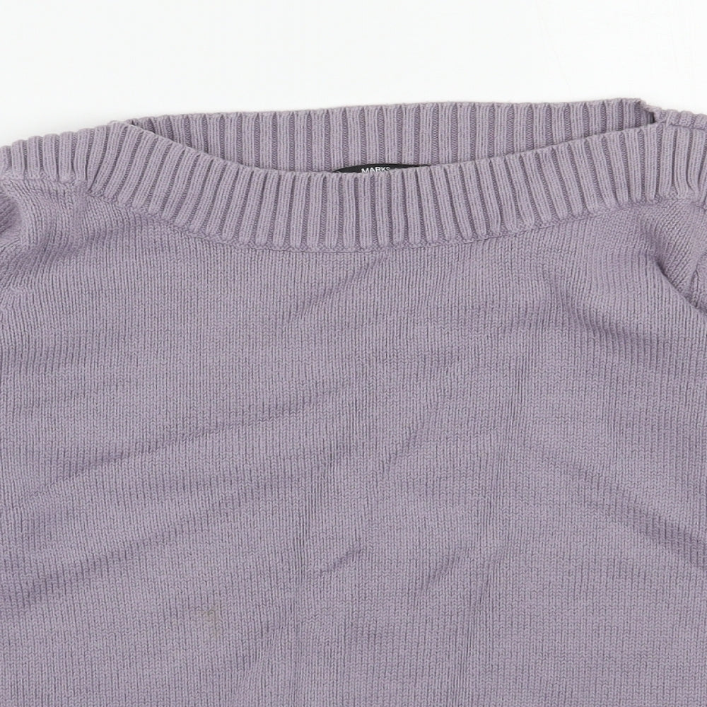Marks and Spencer Womens Purple Boat Neck  Cotton Pullover Jumper Size 12