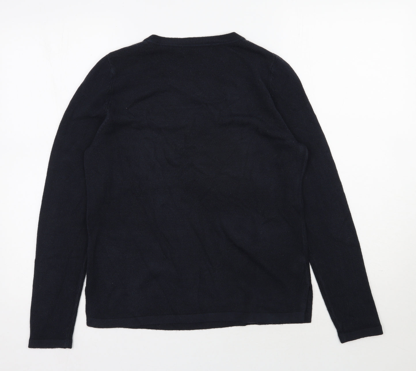 Marks and Spencer Womens Blue Round Neck  Acrylic Pullover Jumper Size 12