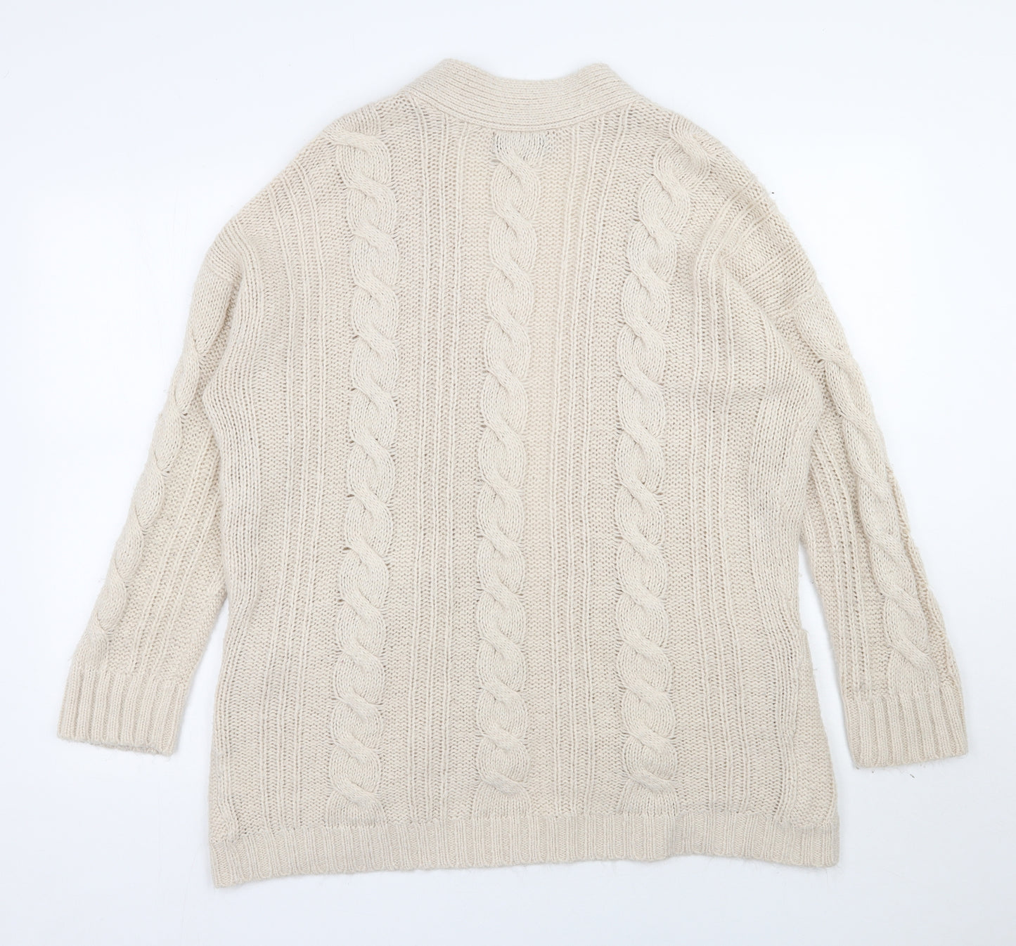 Fashion Union Womens Beige V-Neck  Acrylic Cardigan Jumper Size 16