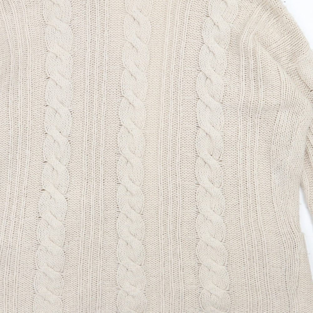 Fashion Union Womens Beige V-Neck  Acrylic Cardigan Jumper Size 16