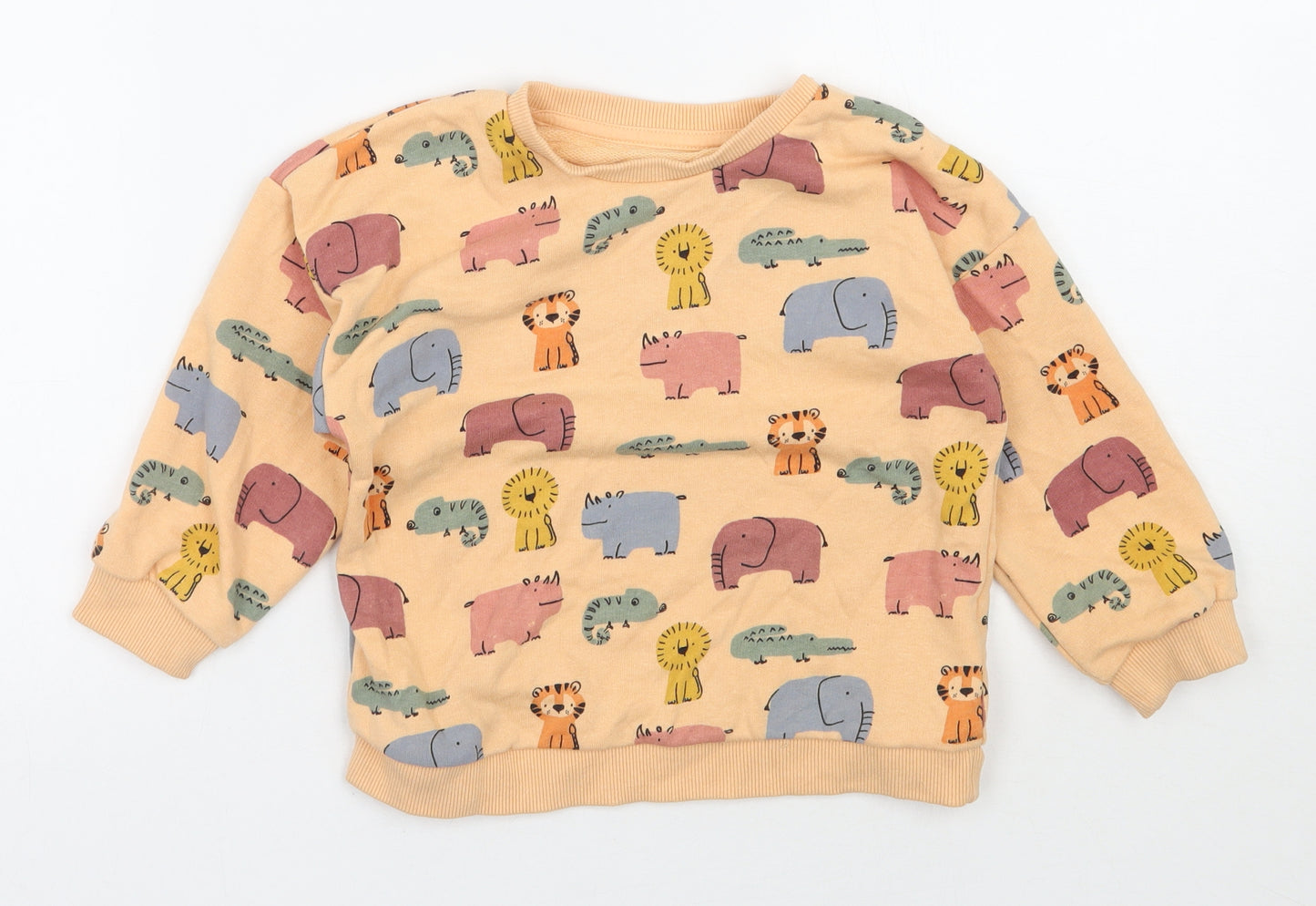 Matalan Boys Orange  Cotton Pullover Sweatshirt Size 2-3 Years  Pullover - Animal Print