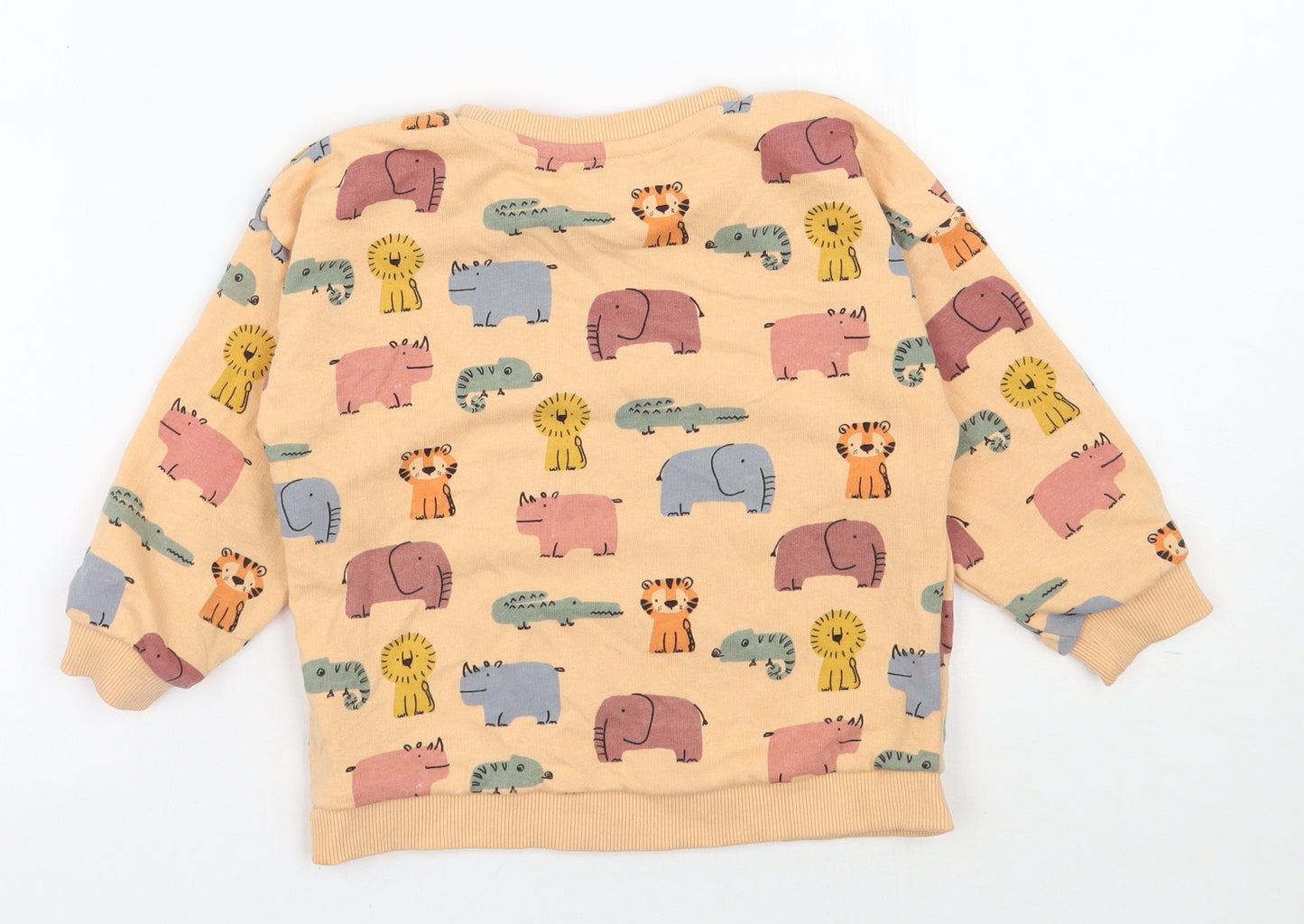 Matalan Boys Orange  Cotton Pullover Sweatshirt Size 2-3 Years  Pullover - Animal Print