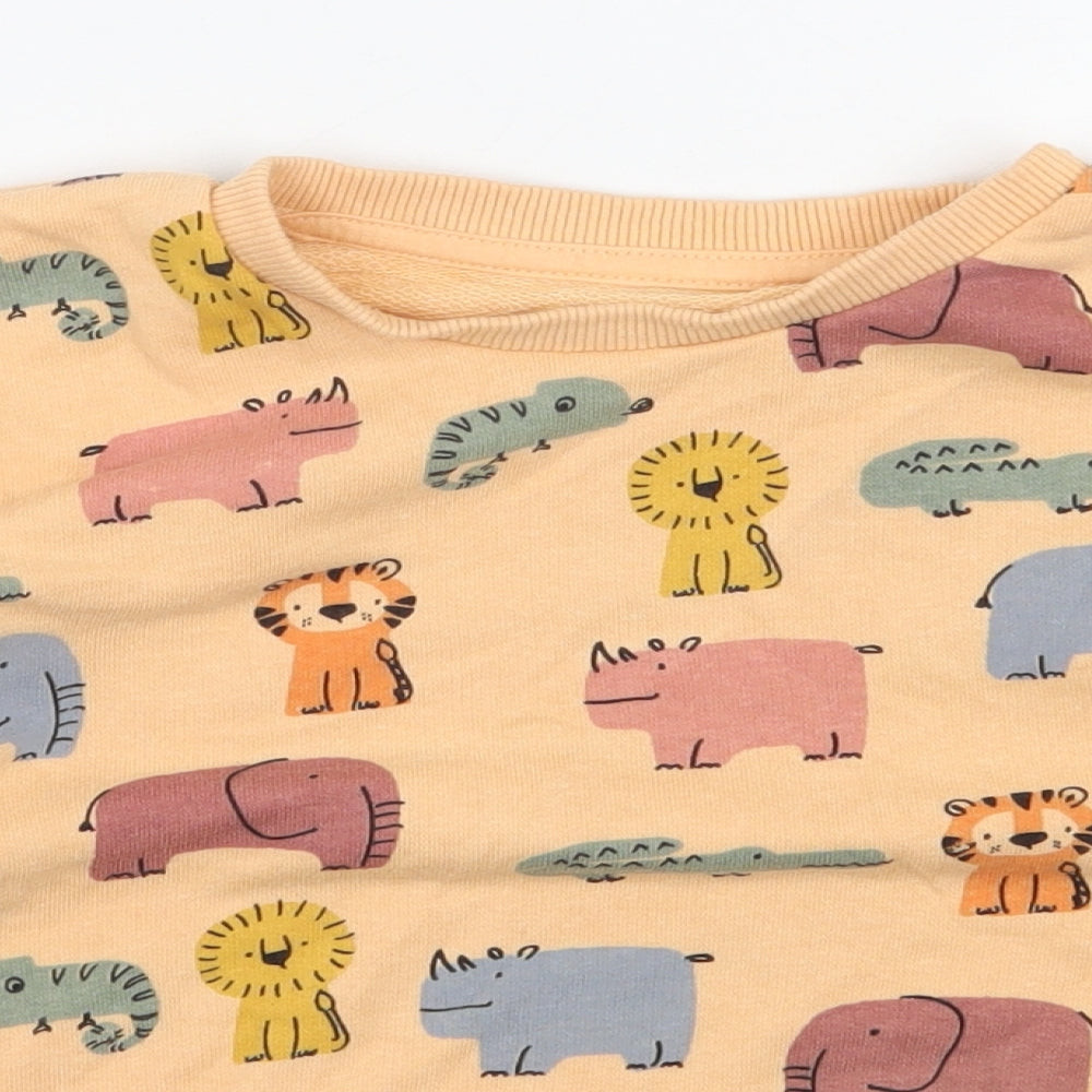 Matalan Boys Orange  Cotton Pullover Sweatshirt Size 2-3 Years  Pullover - Animal Print