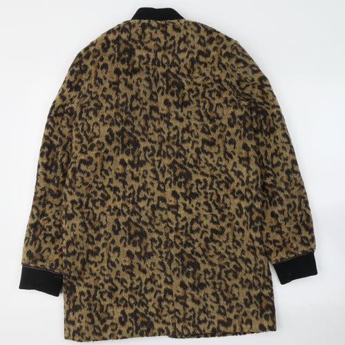 NEXT Womens Yellow Animal Print  Overcoat Jacket Size 8  Zip