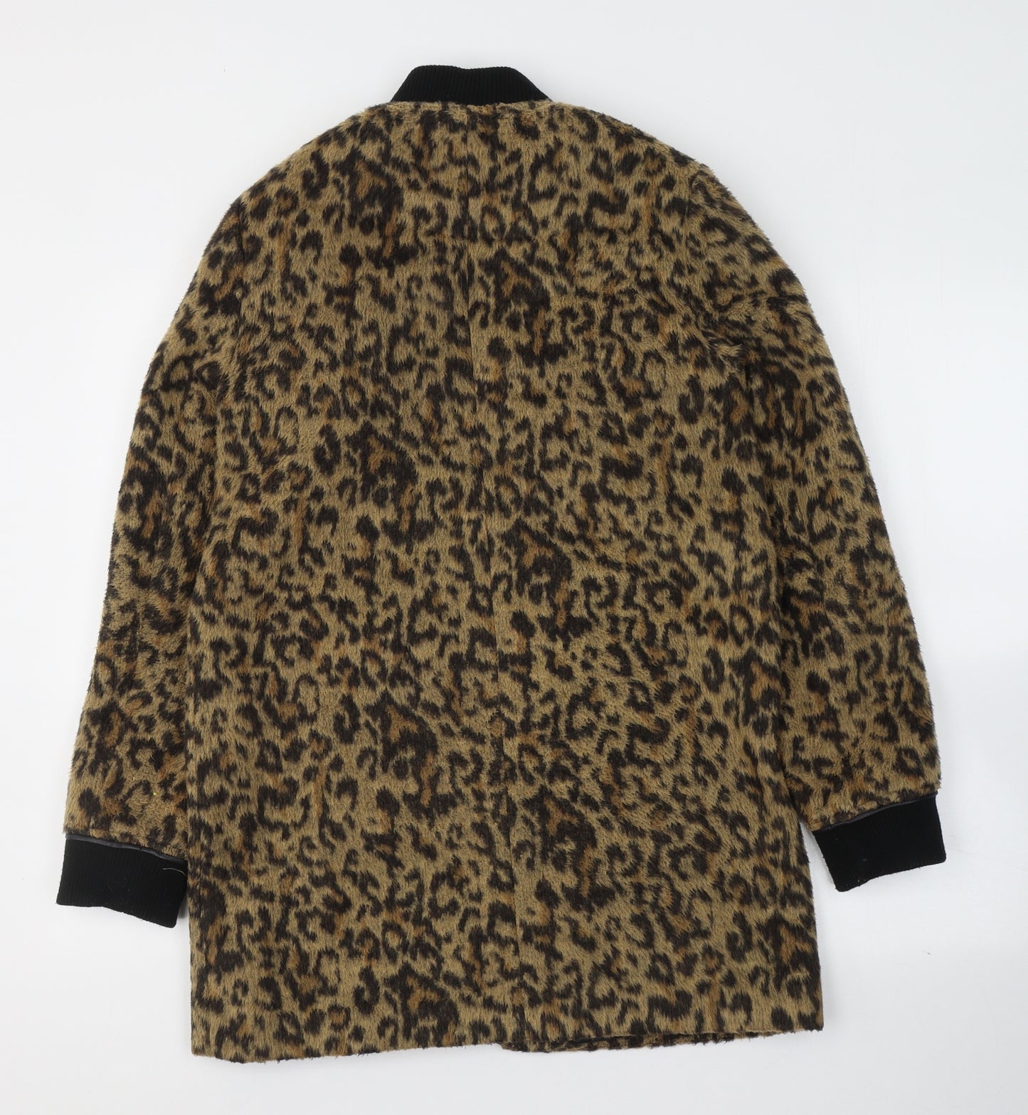 NEXT Womens Yellow Animal Print  Overcoat Jacket Size 8  Zip