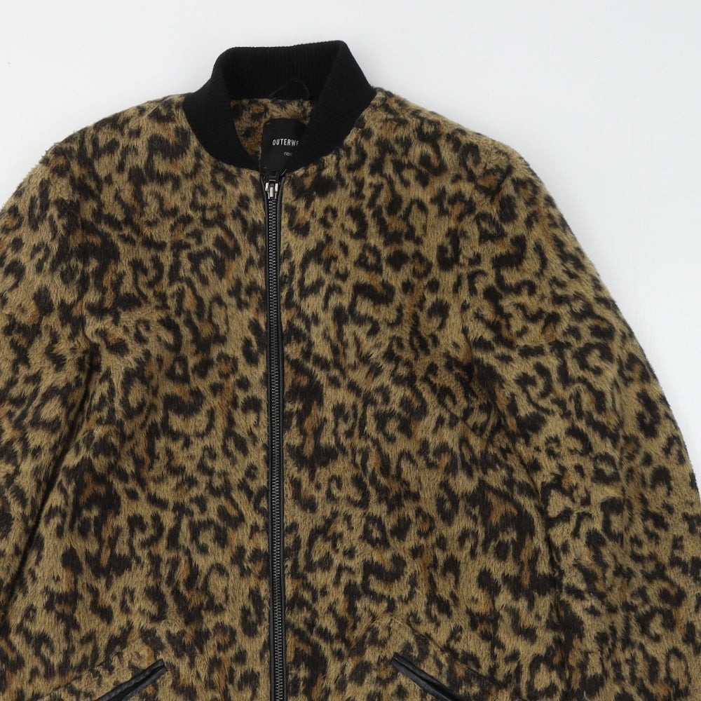 NEXT Womens Yellow Animal Print  Overcoat Jacket Size 8  Zip