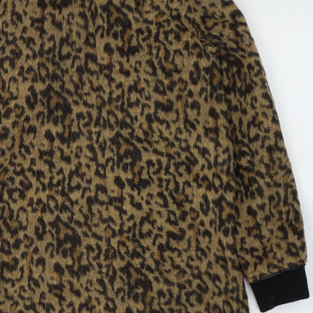 NEXT Womens Yellow Animal Print  Overcoat Jacket Size 8  Zip